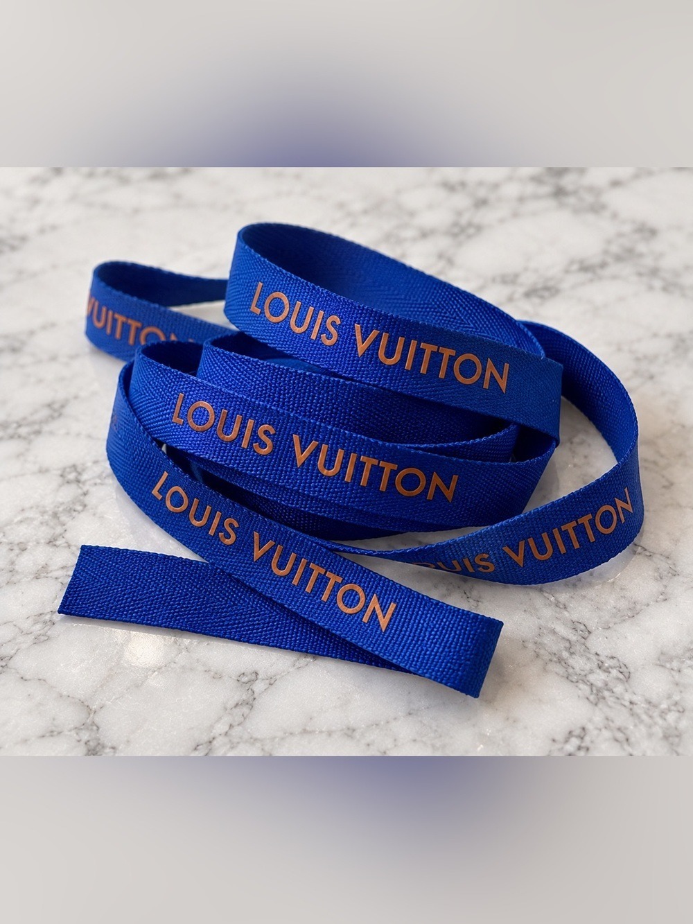 Louis Vuitton Large Orange Shopping Bag Blue Ribbon 16” x 13.5” x 11” - Picture 5 of 6